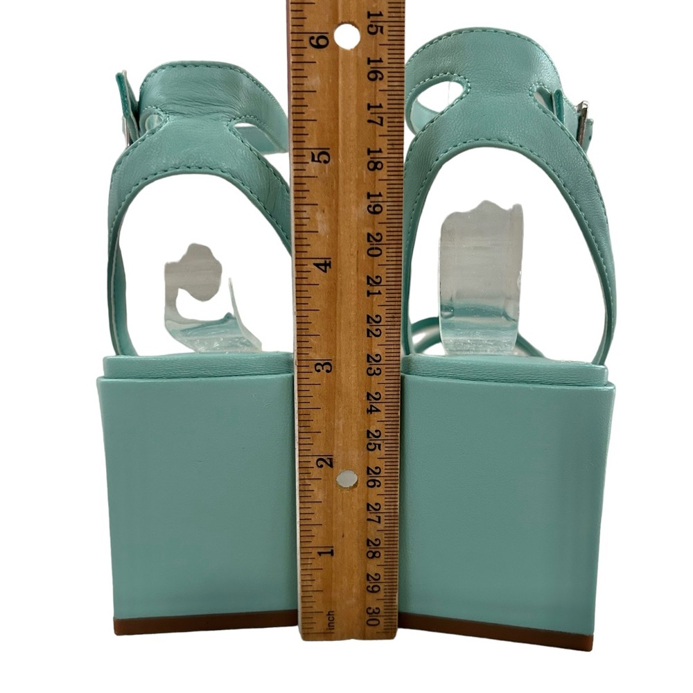 VINCE CAMUTO Jarenn Leather Pale Turquoise Block Heel Sandals 8 - Picture 4 of 9
